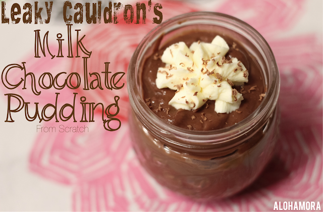 Luxurious Milk Chocolate Pudding inspired by the Leaky Cauldron in Harry Potter and the Prisoner of Azkaban. Smooth gluten free decadent cold pudding.  Perfect treat for the summer.  Easy to make.  No bake, all done on the stove top.  dessert easy homemade from scratch kid friendly Alohamora Open a Book http://alohamoraopenabook.blogspot.com