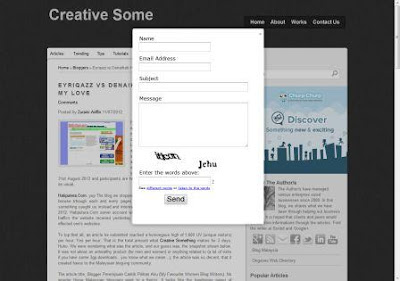 Install javascript code for pop-up contact form provided by Kontacr.com