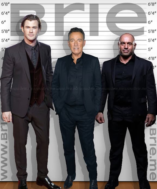 Bruce Springsteen standing with Chris Hemsworth and Joe Rogan