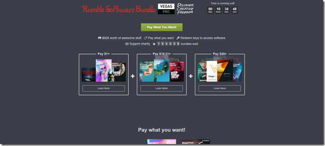 Humble Software Bundle  VEGAS Pro  Discover Creative Freedom  pay what you want and help charity 
