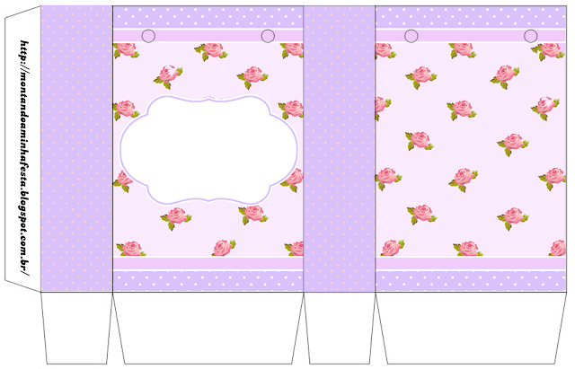 Shabby Chic in Lilac and Pink Free Printable Box. 