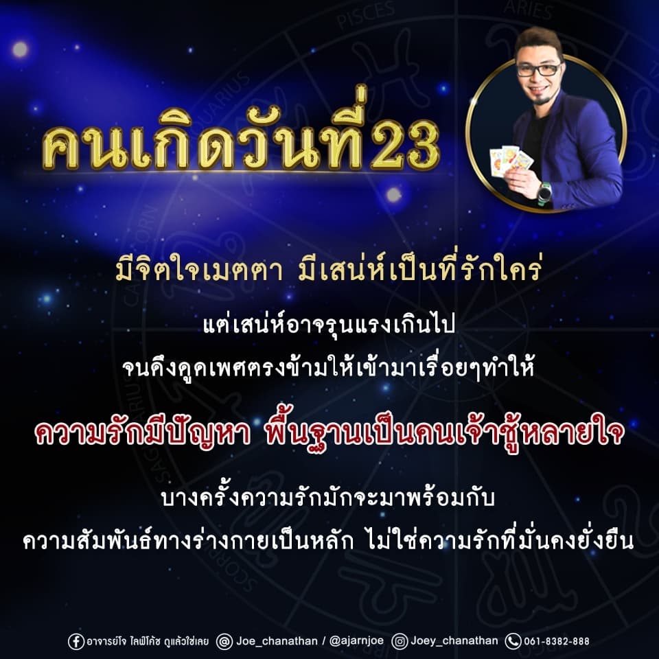 เลขวันเกิด - ดวงคนเกิดวันที่ 23