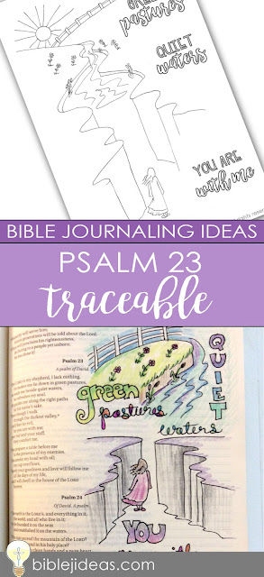 Bible journaling traceable design for Psalm 23