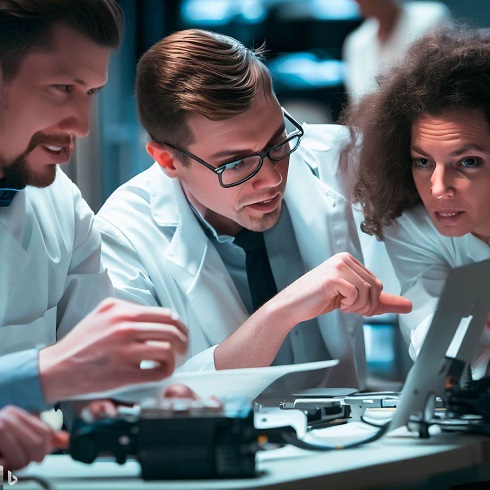 A group of eager learners delving into the intricacies of complex medical equipment.