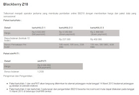 harga BlackBerry Z10 telkomsel