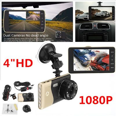 4 Inch 1080P HD Car DVR Dual Camera Recorder Built in Microphone 