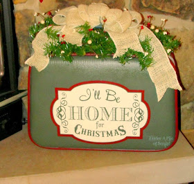 Holiday, suitcase, painted, christmas decor, christmas colors, rustic christmas,