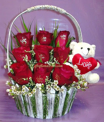 I Love You Red Rose. 9 Red Roses-I Love You Basket