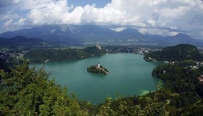 Island on Lake Bled in Slovenia