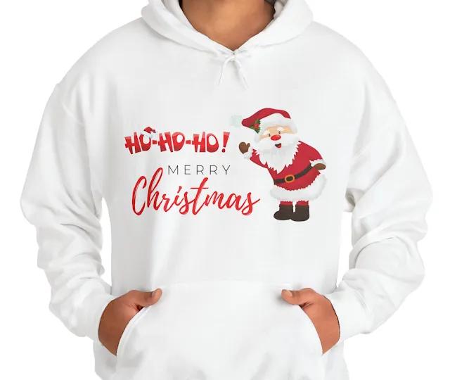 Unisex Ho Ho Ho Merry Christmas with Santa Clause Heavy Blend™ Hooded Sweatshirt