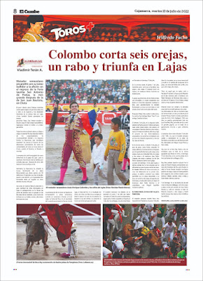 pagina periodico diario el cumbe cajamarca corrida toros plaza lajas colombo torero roca rey san fermin pamplona