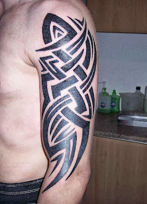 Full Black Tribal Arm Tattoos Designs