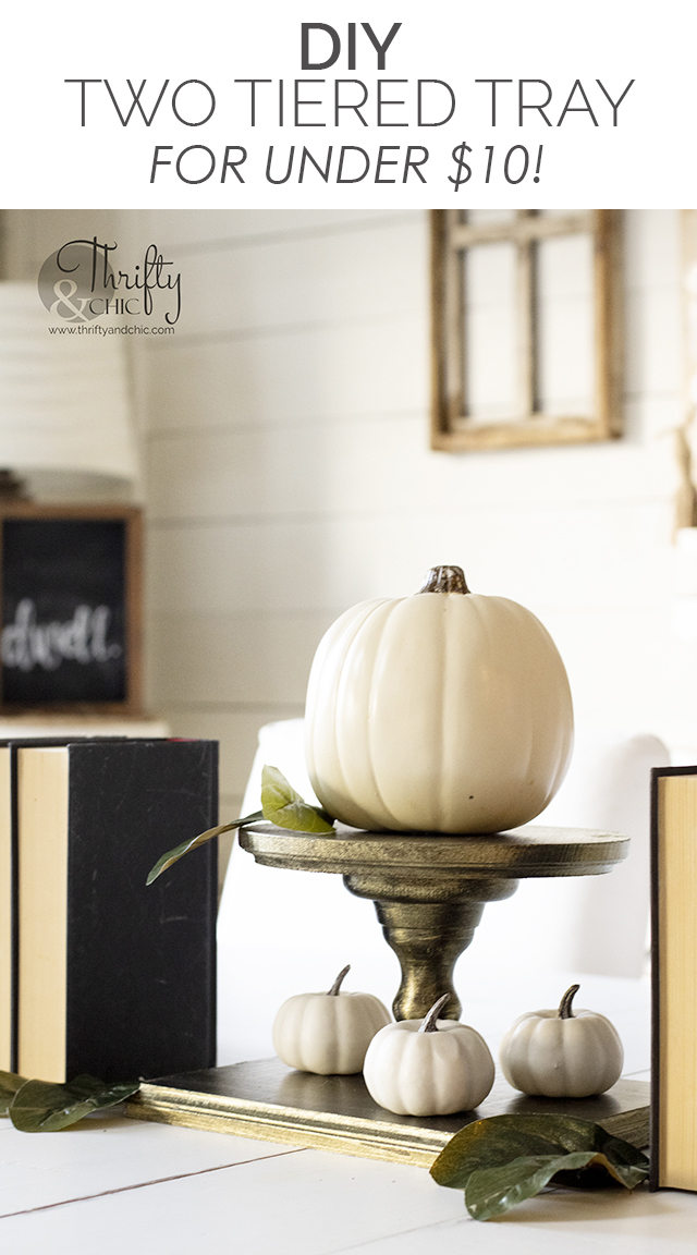 DIY two tiered tray. Fall to halloween tablescape. Fall tray decor. Halloween tray decor. Gold plated two tiered tray tutorial.