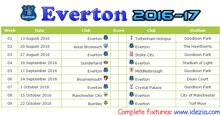 Download Jadwal Everton FC 2016-2017 File JPG - Download Kalender Lengkap Pertandingan Everton FC 2016-2017 File JPG - Download Everton FC Schedule Full Fixture File JPG - Schedule with Score Coloumn