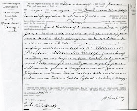Overlijdensakte van Boudewijn Craeye van 26-01-1908. Stadsarchief van Brugge.