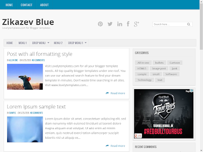 Zikazev Blue Free Responsive Blogger Template