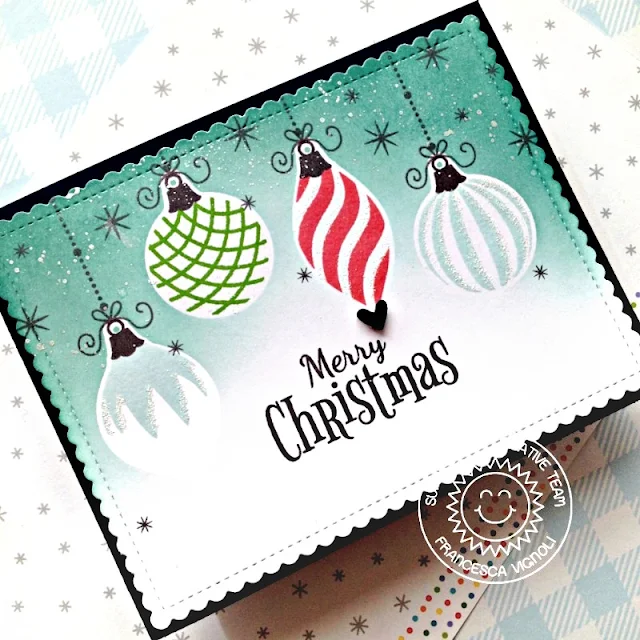 Sunny Studio Stamps: Retro Ornaments Frilly Frame Dies Christmas Card by Franci Vignoli