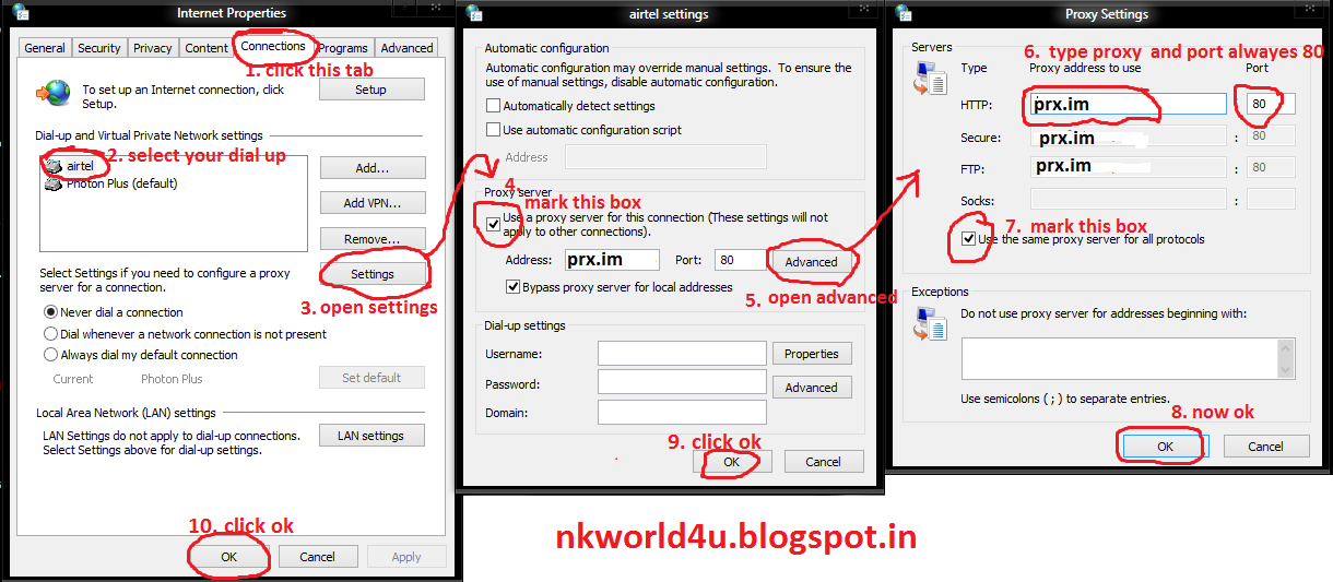 AIRTEL 3G FREE INTERNET proxy TRICK