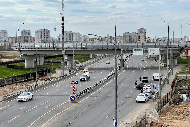 Дмитровское шоссе, вид с временного путепровода на Валаамскую улицу