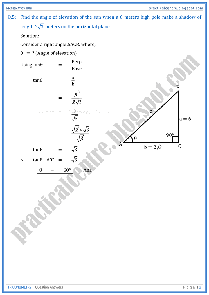 trigonometry-question-answers-mathematics-10th