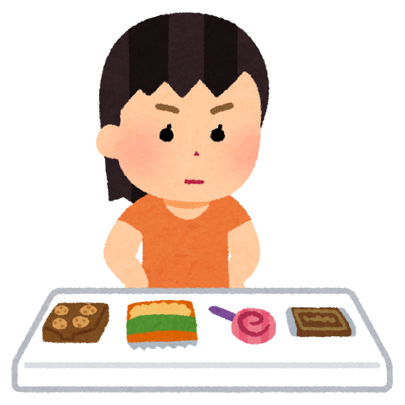 お菓子を選ぶ子供のイラスト 女の子 かわいいフリー素材集 いらすとや