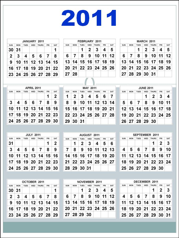 yearly calendar 2011. yearly calendar 2011 printable