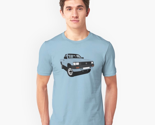 toyota hilux pickup truck light blue tshirt for guys