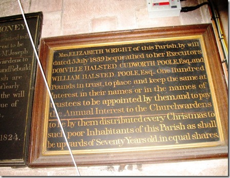 charity for the elderly of hte parish 1839