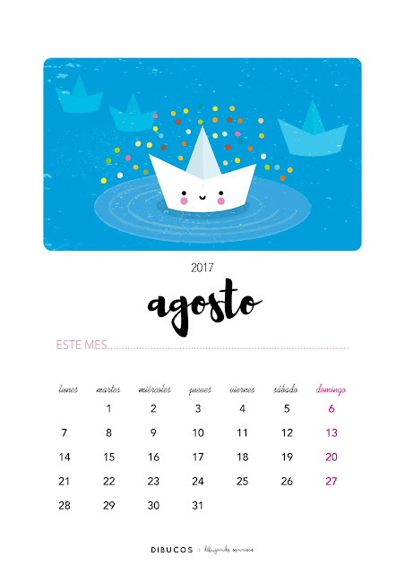 Dibu calendario imprimible gratis para agosto