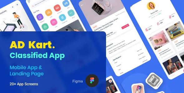 Best Classified Ad Mobile App and Landing Page Figma Template