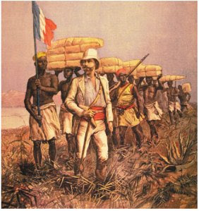 Indigens i soldat d'una colònia francesa