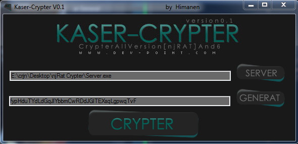 njrat fud crypter GUI