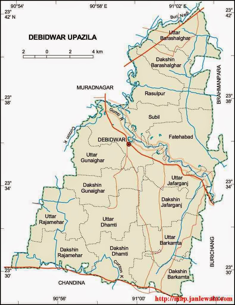 debidwar upazila map of bangladesh