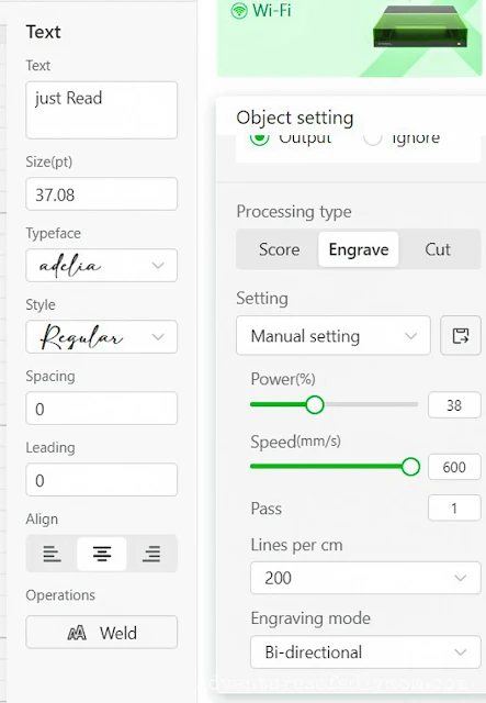 image depicting engrave settings