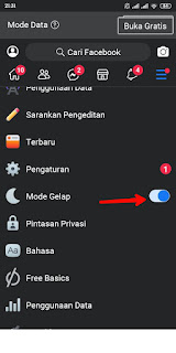 Mengaktifkan Mode gelap di facebook