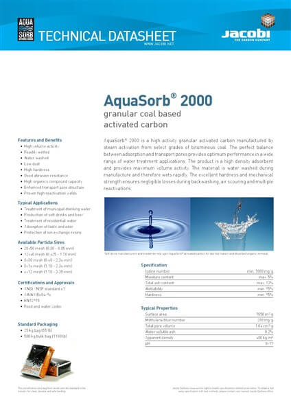 Technical Data Sheet (TDS) Karbon Aktif Jacobi AquaSorb 2000