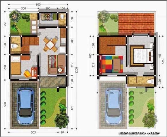 Ide Rumah  Minimalis  dengan Denah Rumah  3  Kamar  Ukuran  6x12 