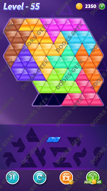 Block! Triangle Puzzle 11 Mania Level 55 Solution, Cheats, Walkthrough for Android, iPhone, iPad and iPod