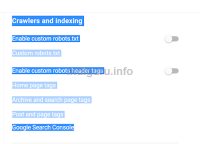 Crawlers and indexing settings in Blogger