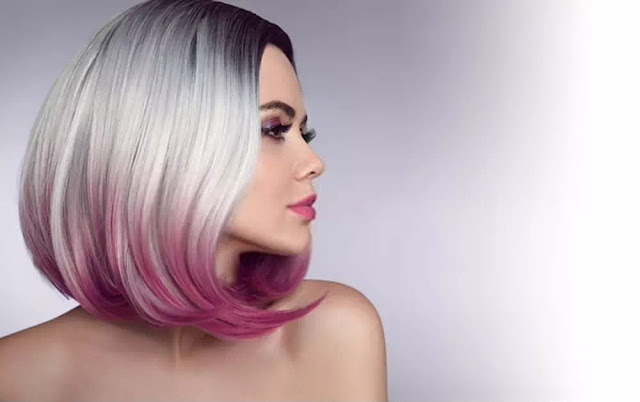 Purple Ombre bob short hairstyle