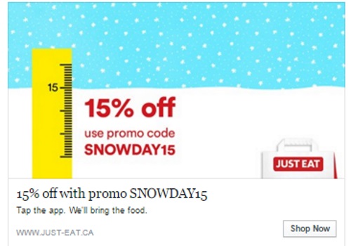 JustEat 15% Off Snow Day Promo Code