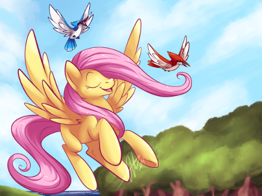 Flying and singing Fluttershy