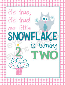 snowflake is turning two, owl birthday party, winter birthday theme