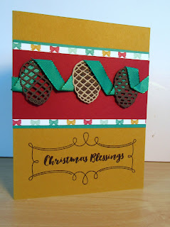 Christmas card by Yvon Hamas featureing StampinUP's Pretty Pines die set