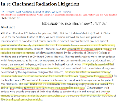 Intro in the 14th Amendment legalese quoted on National Institute of Health  https://pubmed.ncbi.nlm.nih.gov/15751169/> #CincinnatiRadiationLitigation. > The Govt / Dept of Def experimented on people w/out consent> Hasn't the same thing been proven with the Covid19 Bioweapon???