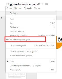 Blogger Yayınları İçine PDF Eklemek