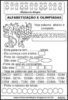 Atividades sobre olimpíadas 2016 e alfabetização