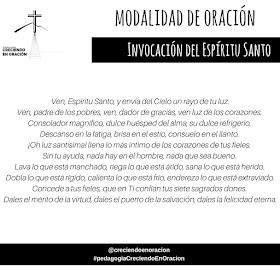 Oración para la Invocación del Espíritu Santo