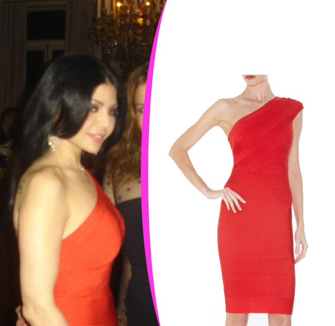 Haifa wehbe Orange one shouldar Herve Leger Dress