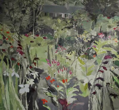 Jane Hansford garden paintings at the affordable art fair June 2014